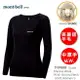 【速捷戶外】日本 mont-bell 1107655 Super Merino Wool M.W. 女美麗諾羊毛圓領內衣-中厚手(黑),登山,健行,montbell