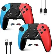 AceGamer 2 Pack Wireless Controller for Nintendo Switch/Lite/OLED/Windows, No Drifting Hall Effect Joystick for Switch 2 Pro Controller Gamepad with Wake-Up/Turbo/Dual Vibration/Programmable (Red+Blue