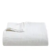 Vera Wang All Over Rib White Cotton Blanket, King