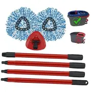 2 Pack Spin Mop Replacement Head,1 1 Sets Mop Handle + 2 Blue Heads + 1 Base