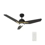 8" Black Indoor Outdoor LED Smart Ceiling Fan Reversible Motor 3 Plywood Blade