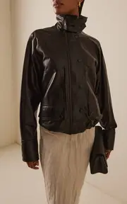 [Brandon Maxwell] The Harper Leather Balloon Jacket