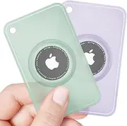 Leonids for AirTag Wallet Holders, 2 Pack Silicone Thin Card Case for Apple AirTag for Wallet, Handbag, Backpack, Pocket (Green+Purple)