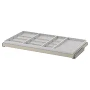 KOMPLEMENT pull-out tray with insert, grey-beige/light grey, 100x58 cm