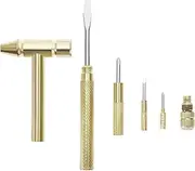 VGOL 6 in 1 Mini Multifunctional Copper Hammer Screwdriver Tool Metal Repair Tool Hammer Kit Used for Repairing Mobile Phones Laptops Watches Golden