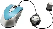 Verbatim Go-Mini Optical Travel Mouse, Small Computer Mouse with Retractable Cable, USB-A, USB Mouse Mini with 1000 DPI for Laptop, Notebook, PC & MAC, Compact Design, Caribbean Blue