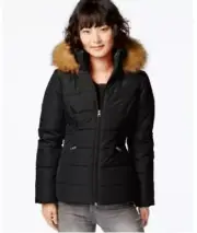 Krush Juniors Black Faux-Fur-Trim Puffer Quilted Jacket L