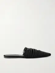 [TOVE] TOVE - Kenly Cord-trimmed Suede Mules - Black - IT38 IT 38 Black