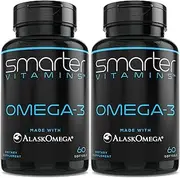 (2 Pack) Smarter Omega 3 Fish Oil, Strawberry Flavor, Burpless, Tasteless, 2000mg, Potent DHA EPA Brain Omega-3, Joint Support, Made with AlaskOmega® Triple Strength Brain Support