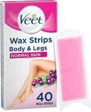 Veet Easy Gelwax Wax Strips Hair Removal for Normal Skin, 40 per pack