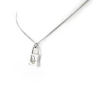 85成新【Christian Dior迪奧】銀色logo絕版鎖頭項鍊 飾品 展示品