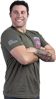 [Ann Arbor T-shirt Co.] Men's 82Nd Airborne Division & Sleeve Flag U.S. Military Army Veteran Ft Bragg Shirt-