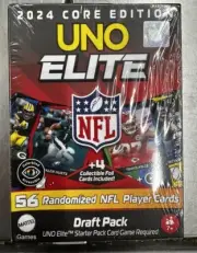NFL UNO 2024 Core Edition Uno Elite NFL Draft Pack 56 Cards PLUS 4 Foils!