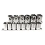 K-Tool International Metric Socket Set,1/2"Dr,6Pt,,14 pcs. KTI-28100 K-Tool