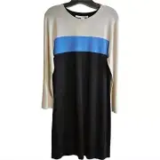 Diane Von Furstenberg Aina LARGE Dress block color cream cornflower and black