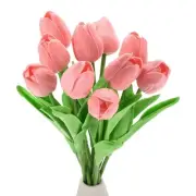 30pcs Tulips Artificial Flowers, Fake Tulip Stems Real Touch (Deep Pink)