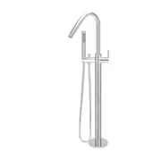 MEIR Round Floor Standing Bath Mixer and Hand Shower - Paddle Handle - Chrome