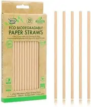 50 x Eco Biodegradable Straw Drinking Brown Paper Bamboo Straws Party Tableware