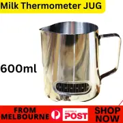 600ml Coffee Pitcher Frothing Milk Jug With Thermometer Stainless Steel Tool