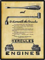 1927 Hercules Engines New Metal Sign: Screwdriver & Wrench to Take Apart, Canton