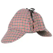 Beistle Tan Black Red Plaid Deerstalker Sherlock Holmes Costume Hat