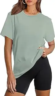 [OFEEFAN] Workout Tops for Women UPF 50+ Breathable Quick Dry Loose Fit T Shirt Outdoor Yoga Running Hiking Gym Tee Top, Light Green, Medium