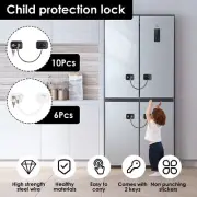 10/6Pcs Freezer Lock Child Proof Refrigerator Lock with Key Self Adhesive pavMT