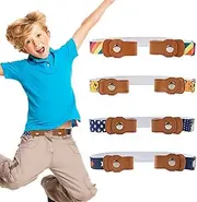 [CHmiss] Adjustable Without Buckle Invisible Belt Invisible Stretch Belt Adjustable Belts, Pack of 4 Children's Belts, Invisible Belt Stretch, for Boys Girls (35-50 cm), blue, Verstellbar 35-50cm
