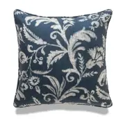 Navy Blue And White Floral Pattern With Microgel Feather-Like Insert Pillow