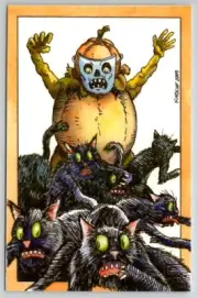 Matthew Kirscht Halloween Scatter Mask Scaring Cats Shiverbones LE Postcard MK