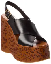 Chlo Maxime Leather Wedge Sandal