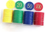 KONTONTY 80Pcs Colored Plastic Counting Chips Round Gaming Slices with Printed Numbers for Home Shop Classroom Learning Activities