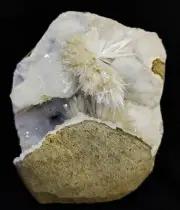 Natrolite blow Balls W/ Stilbite bows on Quartz formation in geode mineral