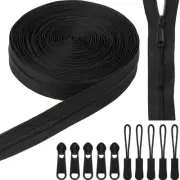 10 Yards #5 Black Nylon Coil Zippers with 30 Pieces Sliders 30 Zipper Pulls f...