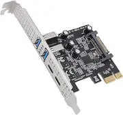 PCIe to USB 3.2 Expansion Card, 5Gbps Type C SATA Interface Support X1 X4 X8 X16 Stable Power Delivery for Desktop PC