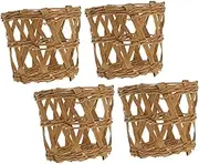 PAMINGONO 4Pcs Woven Cup Holder Sleeves Natural Straw Drinkware Protectors for Insulated Mugs Decorative Heat Accessories for Home Decor