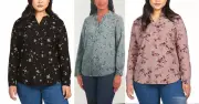 Hilary Radley Women's Long Sleeve V Neck Blouse