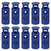 30Pcs 4mm Cord Lock Plastic Double Hole Spring Toggle Stoppers, Dark Blue