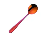 Soup Spoon Mirror Surface Ergonomic Stainless Steel Non-stick Rust-proof Dinner Spoon Kitchen Supplies-Red