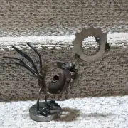 Welded Metal Art Bird Sculpture - Chicken, crane, heron - yard ornament