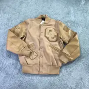 Opening Ceremony Jacket Mens Medium Global Varsity Bomber Patch Embroidered Sand