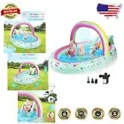 Spacious 8ft Rainbow Unicorn Kiddie Pool with Inflatable Slide & Sprinkler Magic