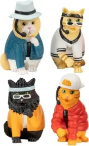 4pk BOY BAND CATS ® Hysterical 90's Style Figures Gag Gift - Archie McPhee