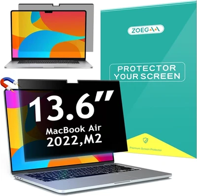 Macbook Air 13.6 Inch Privacy Screen(2022-2025,M4/M3/M2), Magnetic Removable & a