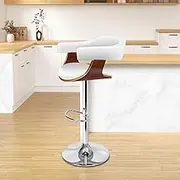 ALFORDSON Bar Stool Adjustable Kitchen Barstool Joan Swivel Counter Dining Chair in 61-82cm Seat Height with Anti-Slip Floor Protector Barstool Furniture for Home Bar Countertop (White)