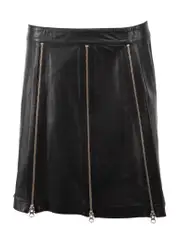 MCQ Black Leather Zip Detail Mini Skirt