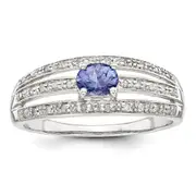 Sterling Silver Tanzanite u0026 Diamond Ring