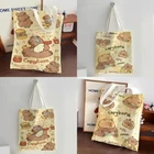 Cartoon Patterns Capybara Canvas Bags Cute Student Document Bag Women Girls