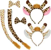 Halloween Giraffe Headband Bow Tie Tail Deer Antlers Ears Hair Hoops Bowtie Animal Fawn Horns Headpiece Hairband Hair Bands Women Christmas Holiday Festival Cosplay Dress Up Birthday Party Accessories