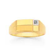 9ct Gold Diamond Set Gents Ring